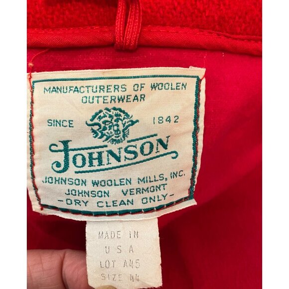 Vintage Johnson Woolen Mills Red Wool Jacket Size 44 USA Buttons 4 Pockets - Picture 4 of 12